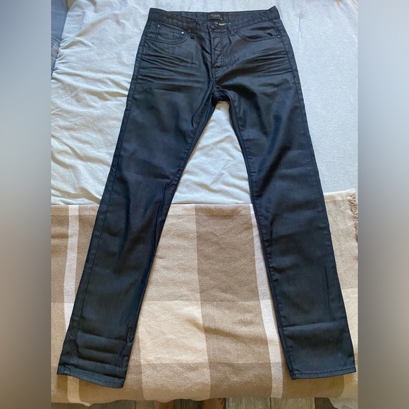 Ted Baker London Dark Blue Denim Button Fly Straight Legged Blue Jeans 32L - Picture 3 of 9